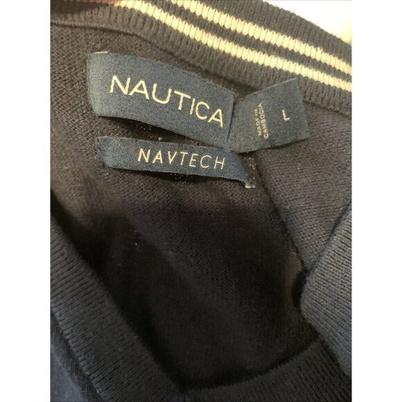 Nautica Classic Fit Navtech Soft Long Sleeve V-Neck Sweater Navy Blue Large - Picture 5 of 6